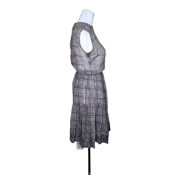 Vintage 50s Sheer Fit & Flare Dress Womens Size S Gray Pleated Sleeveless Pinup - Picture 2 of 4